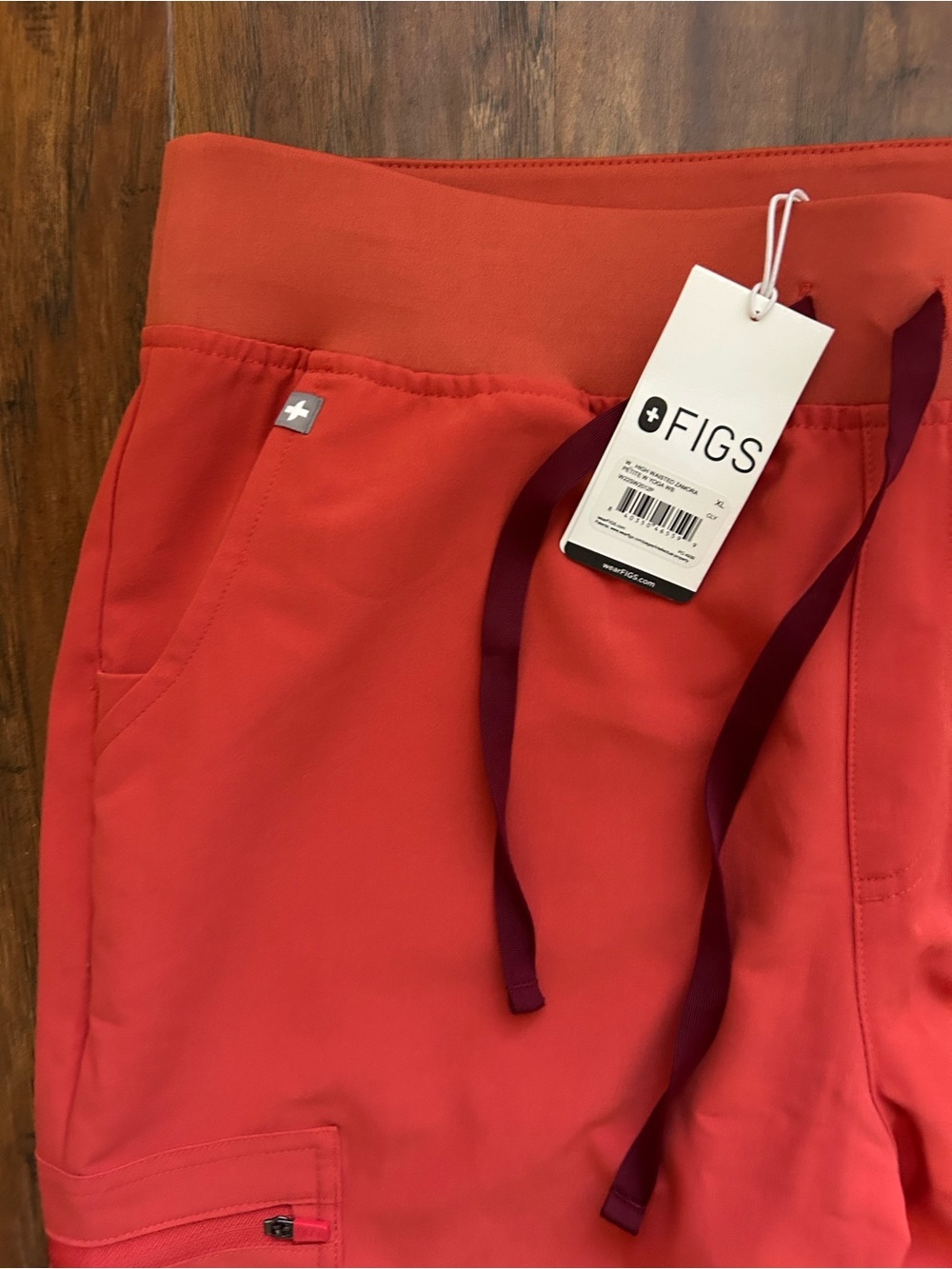 High Wasted Coral Drawstring Jogger Scrub Pants with Contrast Tie NWT FIGS - Picture 4 of 12